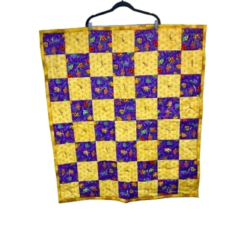 Handmade NWT turtle themed purple and gold baby or lap quilt size 43” X 38”